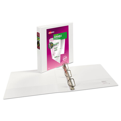 AVE17022 - Avery - Durable View Binder with DuraHinge and Slant Rings, 3 Rings, 1.5&quot; Capacity, 11 x 8.5, White