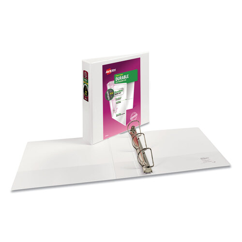 AVE17577 - Avery - Durable View Binder with DuraHinge and Slant Rings, 3 Rings, 2&quot; Capacity, 11 x 8.5, White, 4/Pack