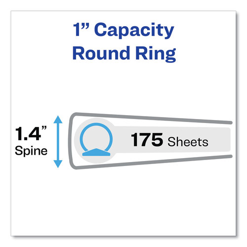 AVE17676 - Avery - Flexible View Binder with Round Rings, 3 Rings, 1&quot; Capacity, 11 x 8.5, Gray