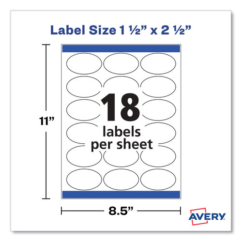 AVE22804 - Avery - Oval Labels with Sure Feed and Easy Peel, 1.5 x 2.5, Glossy White, 180/Pack