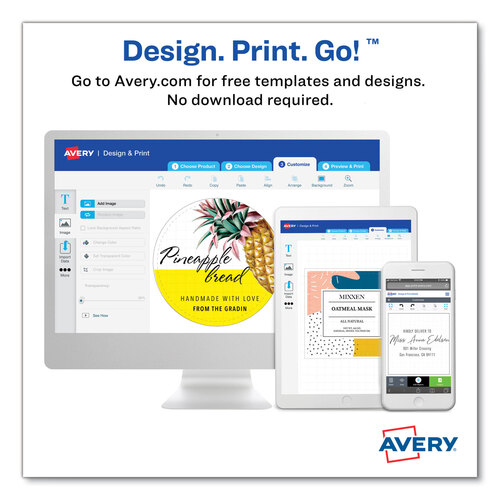 AVE22804 - Avery - Oval Labels with Sure Feed and Easy Peel, 1.5 x 2.5, Glossy White, 180/Pack