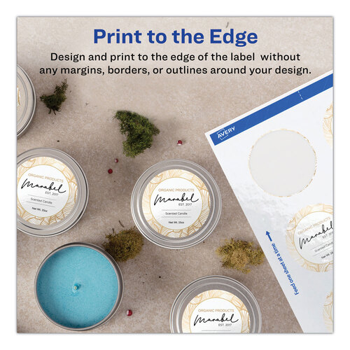 AVE22807 - Avery - Round Print-to-the Edge Labels with Sure Feed and Easy Peel, 2&quot; dia, Glossy White, 120/PK