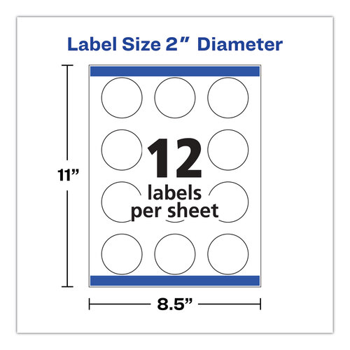 AVE22807 - Avery - Round Print-to-the Edge Labels with Sure Feed and Easy Peel, 2&quot; dia, Glossy White, 120/PK