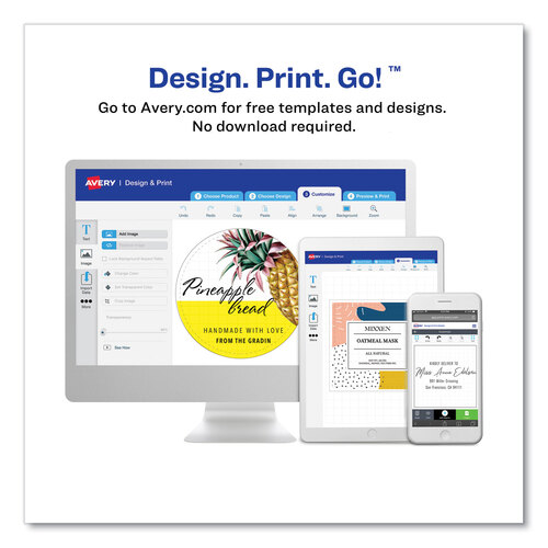 AVE22809 - Avery - Textured Arched Print-to-the-Edge Labels, Laser Printers, 3 x 2.25, White, 9/Sheet, 10 Sheets/Pack