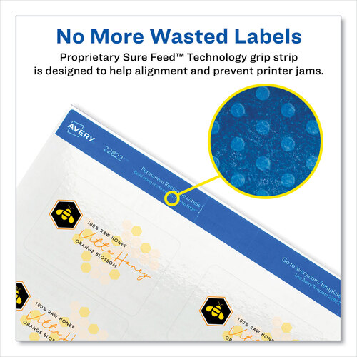 AVE22822 - Avery - Print-to-the-Edge Labels with Sure Feed and Easy Peel, 2 x 3, Glossy Clear, 80/Pack