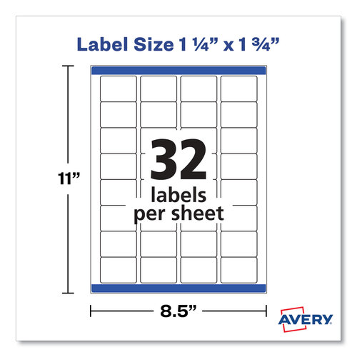 AVE22828 - Avery - Removable Durable White Rectangle Labels w/ Sure Feed, 1.25 x 1.75, 256/PK