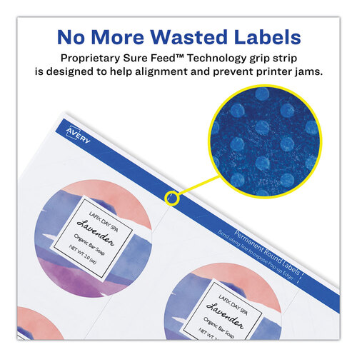 AVE22877 - Avery - Round Print-to-the Edge Labels with SureFeed and EasyPeel, 2&quot; dia, Matte White, 300/Pack