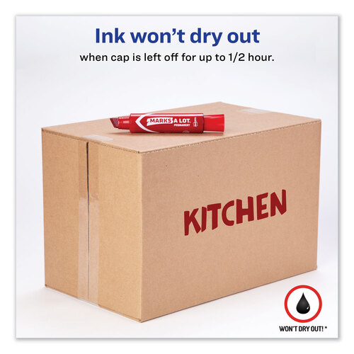 AVE24147 - Avery - MARKS A LOT Extra-Large Desk-Style Permanent Marker, Extra-Broad Chisel Tip, Red (24147)