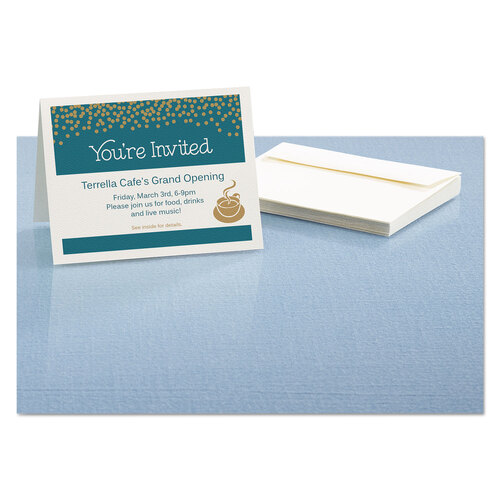 AVE3379 - Avery - Note Cards with Matching Envelopes, Inkjet, 65lb, 4.25 x 5.5, Textured Uncoated White, 50 Cards, 2 Cards/Sheet, 25 Sheets/Box