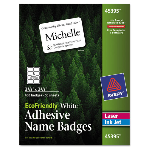 EcoFriendly Avery® EcoFriendly Adhesive Name Badge Labels - Avery 45395 BX  - Betty Mills