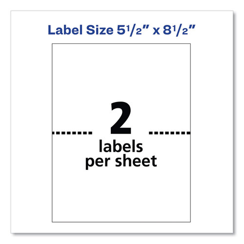 AVE5126 - Avery - Shipping Labels w/ TrueBlock Technology, Laser Printers, 5.5 x 8.5, White, 2/Sheet, 100 Sheets/Box