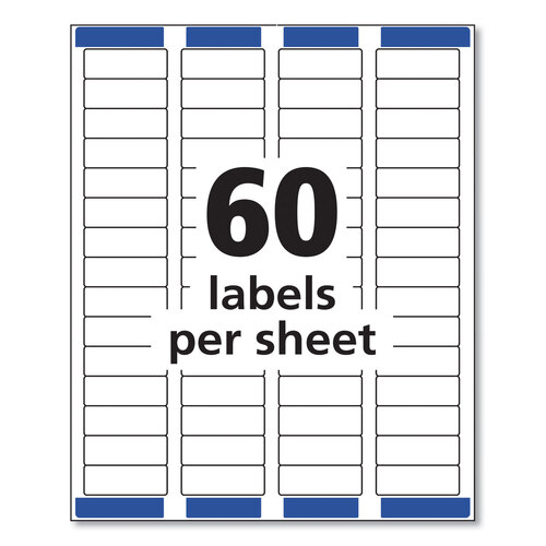 AVE5155 - Avery - Easy Peel White Address Labels w/ Sure Feed Technology, Laser Printers, 0.66 x 1.75, White, 60/Sheet, 100 Sheets/Pack