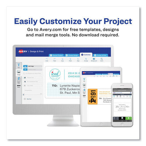 AVE5155 - Avery - Easy Peel White Address Labels w/ Sure Feed Technology, Laser Printers, 0.66 x 1.75, White, 60/Sheet, 100 Sheets/Pack