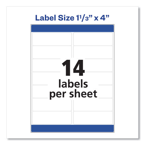 AVE5162 - Avery - Easy Peel White Address Labels w/ Sure Feed Technology, Laser Printers, 1.33 x 4, White, 14/Sheet, 100 Sheets/Box