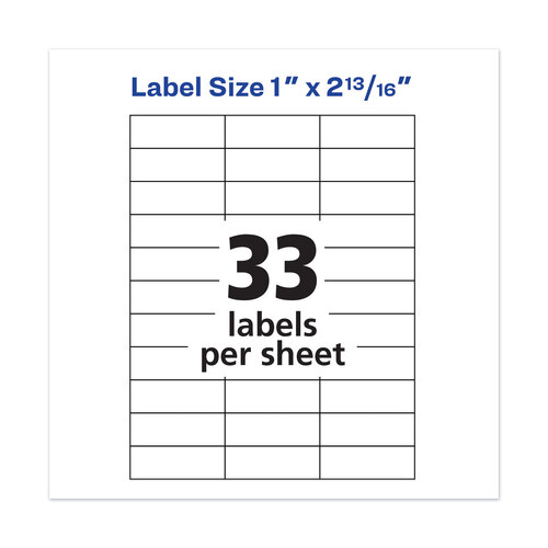 AVE5351 - Avery - Copier Mailing Labels, Copiers, 1 x 2.81, White, 33/Sheet, 100 Sheets/Box