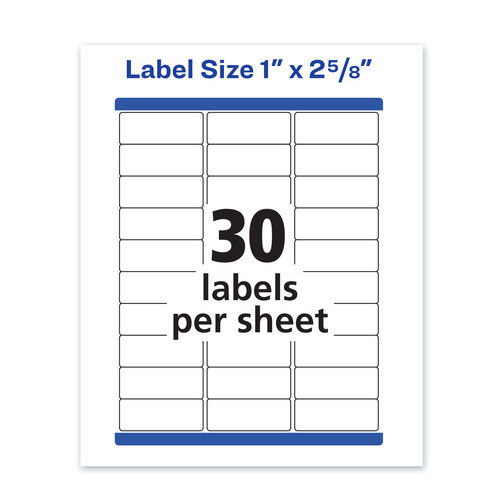 AVE5520 - Avery - Waterproof Address Labels with TrueBlock and Sure Feed, Laser Printers, 1 x 2.63, White, 30/Sheet, 50 Sheets/Pack