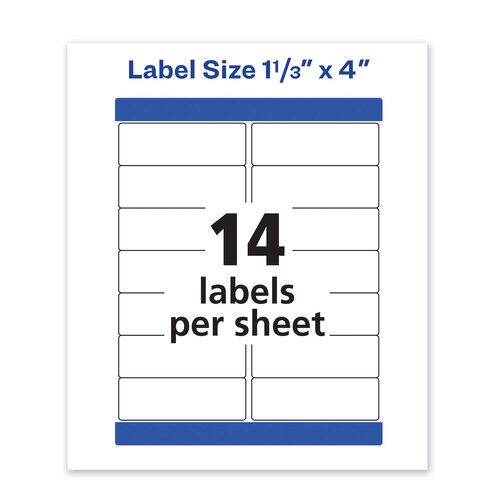 AVE5522 - Avery - Waterproof Address Labels with TrueBlock and Sure Feed, Laser Printers, 1.33 x 4, White, 14/Sheet, 50 Sheets/Pack