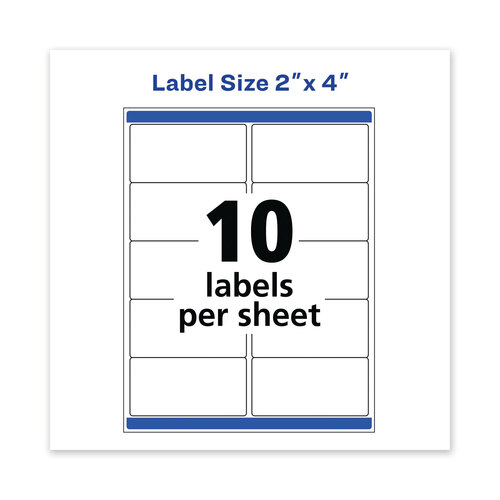 AVE5523 - Avery - Waterproof Shipping Labels with TrueBlock and Sure Feed, Laser Printers, 2 x 4, White, 10/Sheet, 50 Sheets/Pack