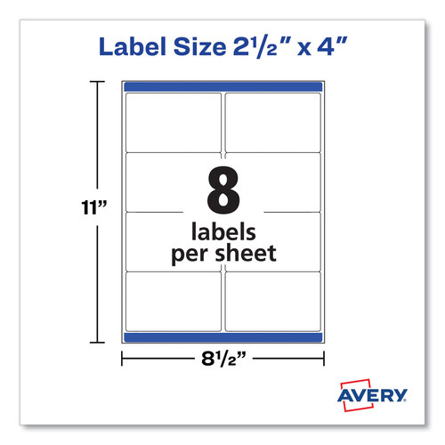 AVE5815 - Avery - Shipping Labels with TrueBlock Technology, Inkjet Printers, 2.5 x 4, White, 8 Labels/Sheet, 25 Sheets/Pack