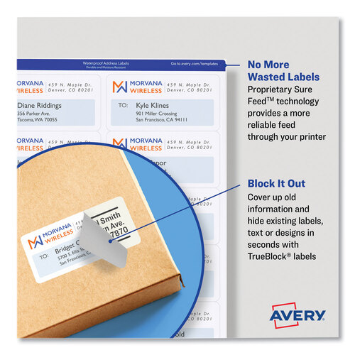 AVE5815 - Avery - Shipping Labels with TrueBlock Technology, Inkjet Printers, 2.5 x 4, White, 8 Labels/Sheet, 25 Sheets/Pack