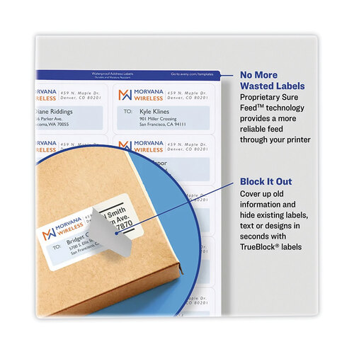 AVE5816 - Avery - Shipping Labels with TrueBlock Technology, Laser Printers, 2.5 x 4, White, 8/Sheet, 25 Sheets/Pack