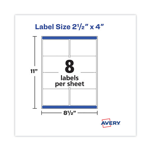 AVE5817 - Avery - Shipping Labels with TrueBlock Technology, Laser Printers, 2.5 x 4, White, 8/Sheet, 100 Sheets/Pack