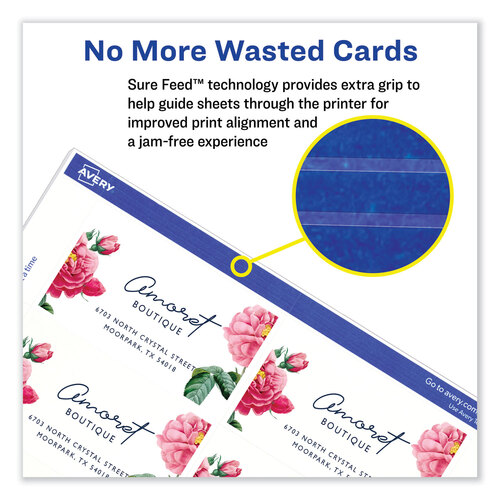 AVE5881 - Avery - Print-to-the-Edge Microperf Business Cards w/Sure Feed Technology, Color Laser, 2x3.5, White, 160 Cards, 8/Sheet,20 Sheets/PK