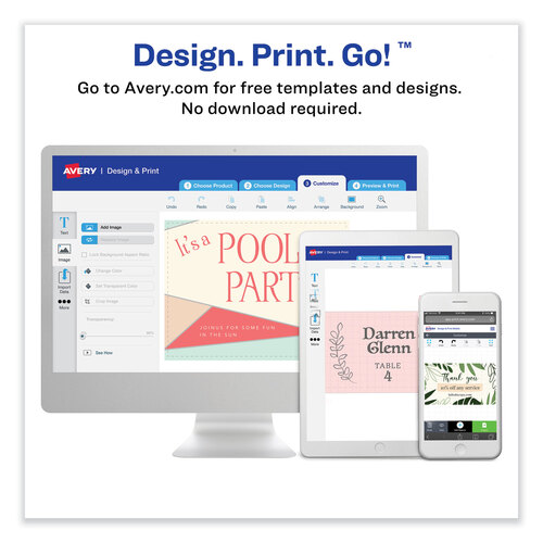 AVE5881 - Avery - Print-to-the-Edge Microperf Business Cards w/Sure Feed Technology, Color Laser, 2x3.5, White, 160 Cards, 8/Sheet,20 Sheets/PK