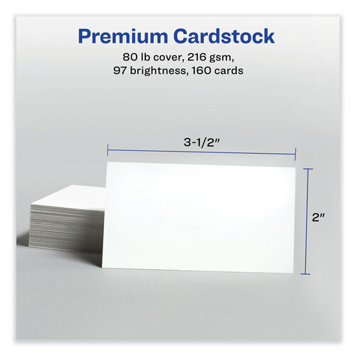 AVE5881 - Avery - Print-to-the-Edge Microperf Business Cards w/Sure Feed Technology, Color Laser, 2x3.5, White, 160 Cards, 8/Sheet,20 Sheets/PK