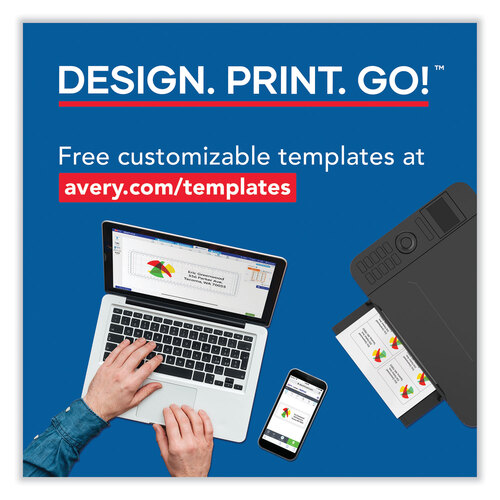 AVE5881 - Avery - Print-to-the-Edge Microperf Business Cards w/Sure Feed Technology, Color Laser, 2x3.5, White, 160 Cards, 8/Sheet,20 Sheets/PK