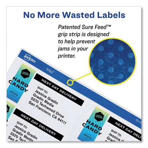 AVE5963 - Avery - Shipping Labels w/ TrueBlock Technology, Laser Printers, 2 x 4, White, 10/Sheet, 250 Sheets/Box