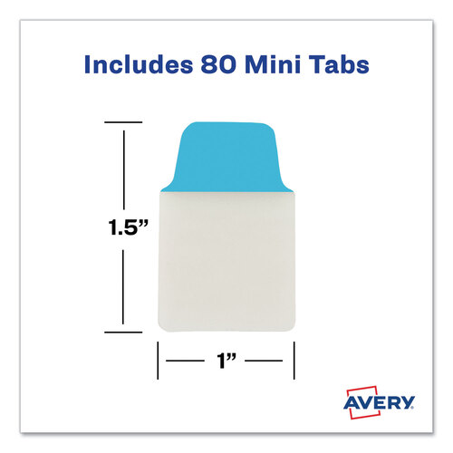 AVE74763 - Avery - Ultra Tabs Repositionable Tabs, Mini Tabs: 1&quot; x 1.5&quot;, 1/5-Cut, Assorted Colors, 80/Pack