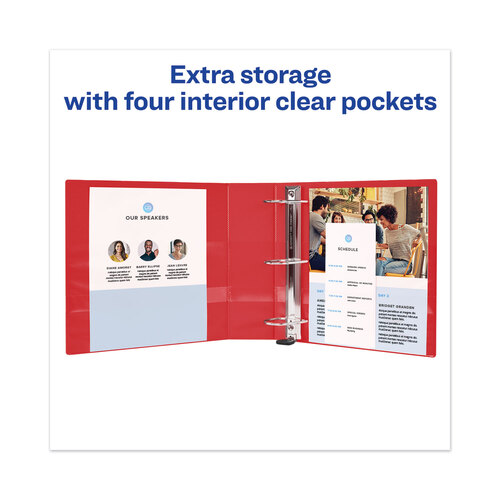 AVE79225 - Avery - Heavy-Duty View Binder with DuraHinge and One Touch EZD Rings, 3 Rings, 2&quot; Capacity, 11 x 8.5, Red