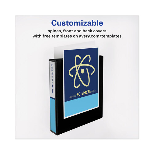 AVE79695 - Avery - Heavy-Duty View Binder with DuraHinge and One Touch EZD Rings, 3 Rings, 1.5&quot; Capacity, 11 x 8.5, Black