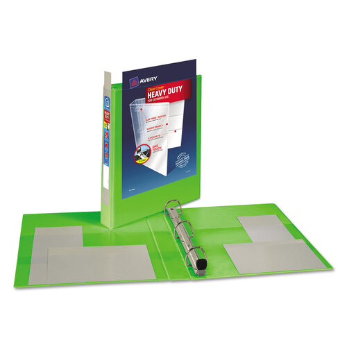 AVE79770 - Avery - Heavy-Duty View Binder with DuraHinge and One Touch EZD Rings, 3 Rings, 1&quot; Capacity, 11 x 8.5, Chartreuse