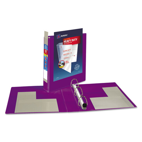 AVE79774 - Avery - Heavy-Duty View Binder with DuraHinge and One Touch EZD Rings, 3 Rings, 1.5&quot; Capacity, 11 x 8.5, Purple