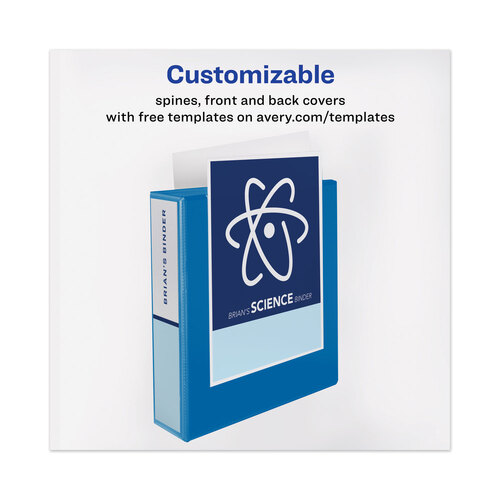 AVE79775 - Avery - Heavy-Duty View Binder with DuraHinge and One Touch EZD Rings, 3 Rings, 1.5&quot; Capacity, 11 x 8.5, Pacific Blue