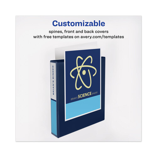 AVE79803 - Avery - Heavy-Duty View Binder with DuraHinge and Locking One Touch EZD Rings, 3 Rings, 3&quot; Capacity, 11 x 8.5, Navy Blue