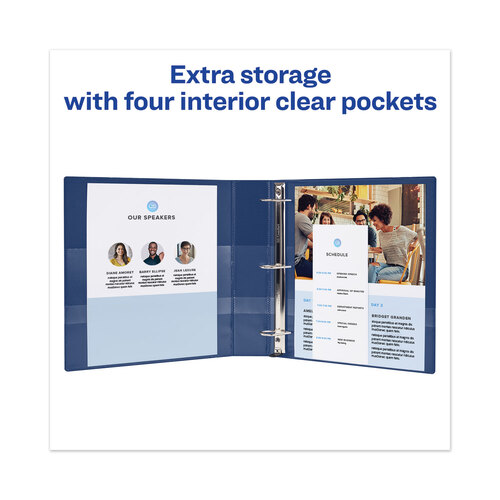 AVE79803 - Avery - Heavy-Duty View Binder with DuraHinge and Locking One Touch EZD Rings, 3 Rings, 3&quot; Capacity, 11 x 8.5, Navy Blue