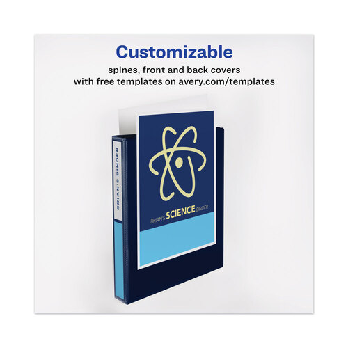 AVE79809 - Avery - Heavy-Duty View Binder with DuraHinge and One Touch EZD Rings, 3 Rings, 1&quot; Capacity, 11 x 8.5, Navy Blue
