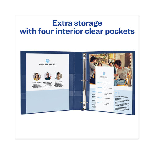 AVE79809 - Avery - Heavy-Duty View Binder with DuraHinge and One Touch EZD Rings, 3 Rings, 1&quot; Capacity, 11 x 8.5, Navy Blue
