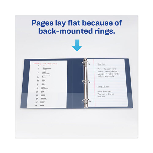 AVE79809 - Avery - Heavy-Duty View Binder with DuraHinge and One Touch EZD Rings, 3 Rings, 1&quot; Capacity, 11 x 8.5, Navy Blue