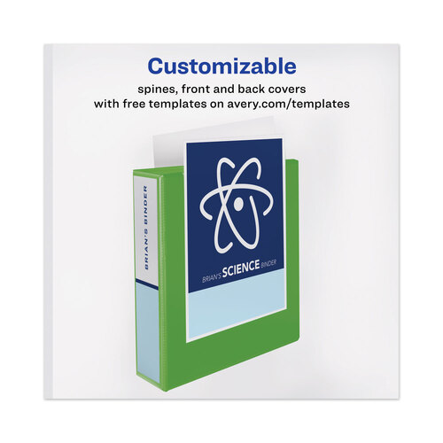 AVE79812 - Avery - Heavy-Duty View Binder with DuraHinge and Locking One Touch EZD Rings, 3 Rings, 4&quot; Capacity, 11 x 8.5, Chartreuse