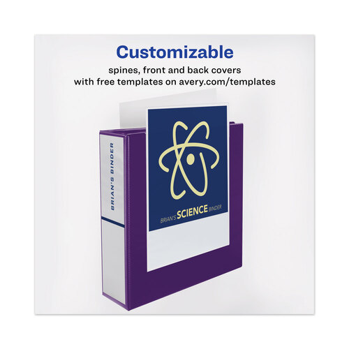 AVE79813 - Avery - Heavy-Duty View Binder with DuraHinge and Locking One Touch EZD Rings, 3 Rings, 4&quot; Capacity, 11 x 8.5, Purple