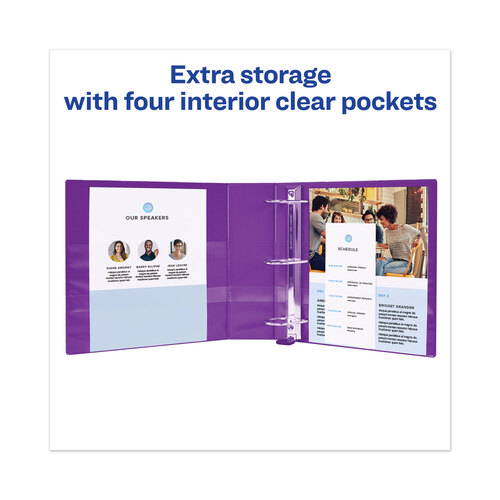 AVE79813 - Avery - Heavy-Duty View Binder with DuraHinge and Locking One Touch EZD Rings, 3 Rings, 4&quot; Capacity, 11 x 8.5, Purple
