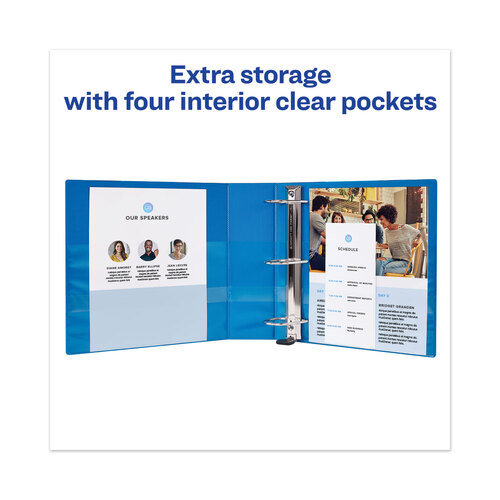 AVE79814 - Avery - Heavy-Duty View Binder with DuraHinge and Locking One Touch EZD Rings, 3 Rings, 4&quot; Capacity, 11 x 8.5, Pacific Blue