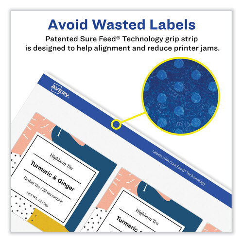 AVE8293 - Avery - Vibrant Inkjet Color-Print Labels w/ Sure Feed, 1.5&quot; dia, White, 400/PK