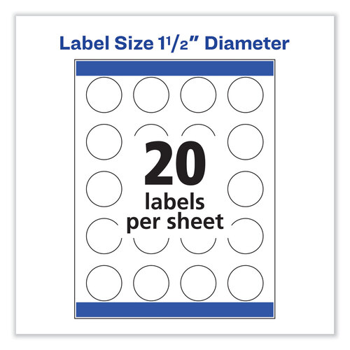 AVE8293 - Avery - Vibrant Inkjet Color-Print Labels w/ Sure Feed, 1.5&quot; dia, White, 400/PK