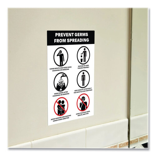 AVE83174 - Avery - Preprinted Surface Safe Wall Decals, 7 x 10, Prevent Germs from Spreading, White/Black Face, Black Graphics, 5/Pack