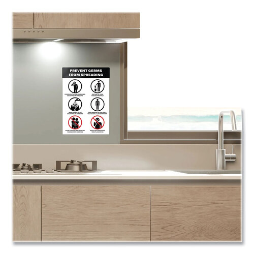 AVE83174 - Avery - Preprinted Surface Safe Wall Decals, 7 x 10, Prevent Germs from Spreading, White/Black Face, Black Graphics, 5/Pack